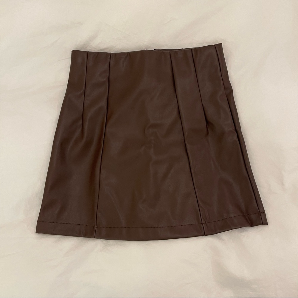 BROWN LEATHER SKIRT